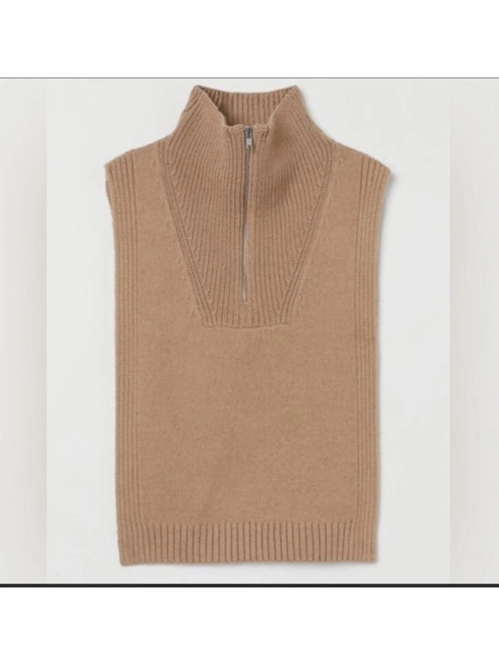 H&M Wool-blend Zip-Up Open Sides Knit Vest